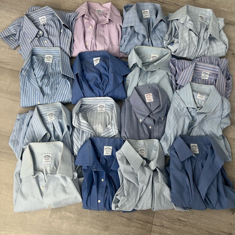 Lot of 16 Brooks Brothers Button down long sleeve Shirt sz lg, 15 1/2 - 16 3/4